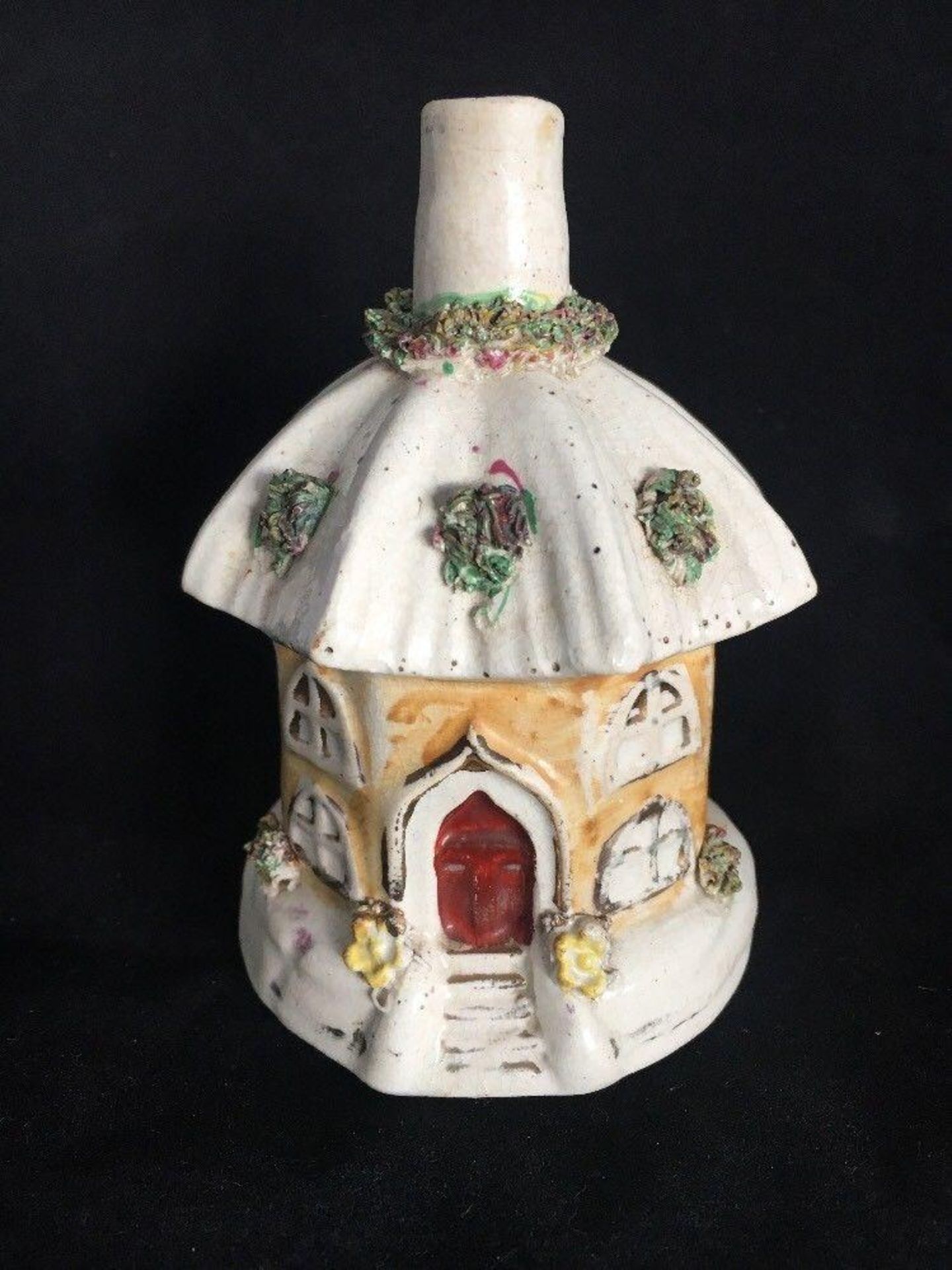 Staffordshire Pottery Octagonal House Pastille Burner Night Light in the form of a Thatched Cottage
