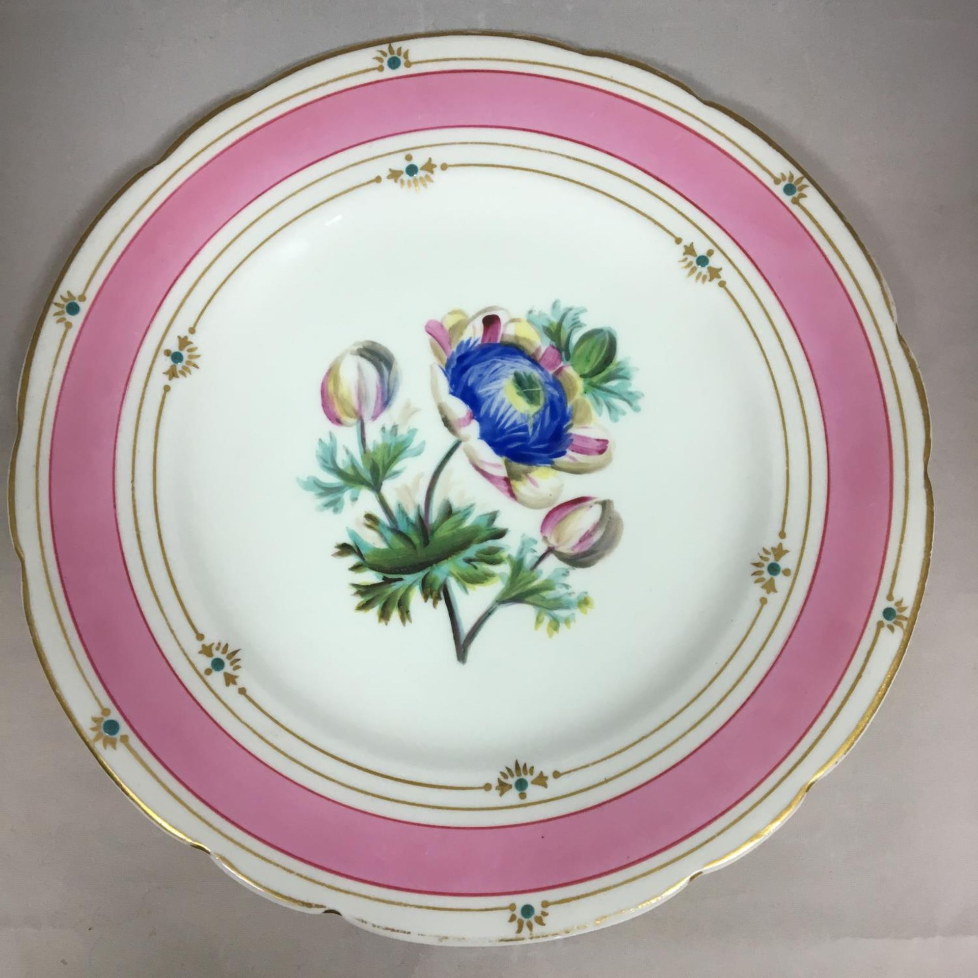 Pair of 19th Century hand painted porcelain cabinet plates flowers R G Scrivener - Image 3 of 4