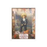 Original Antique C19th Advertising Poster 1885 Sailor Boy Maritime Nautical Ship - Rees Evans Tailor