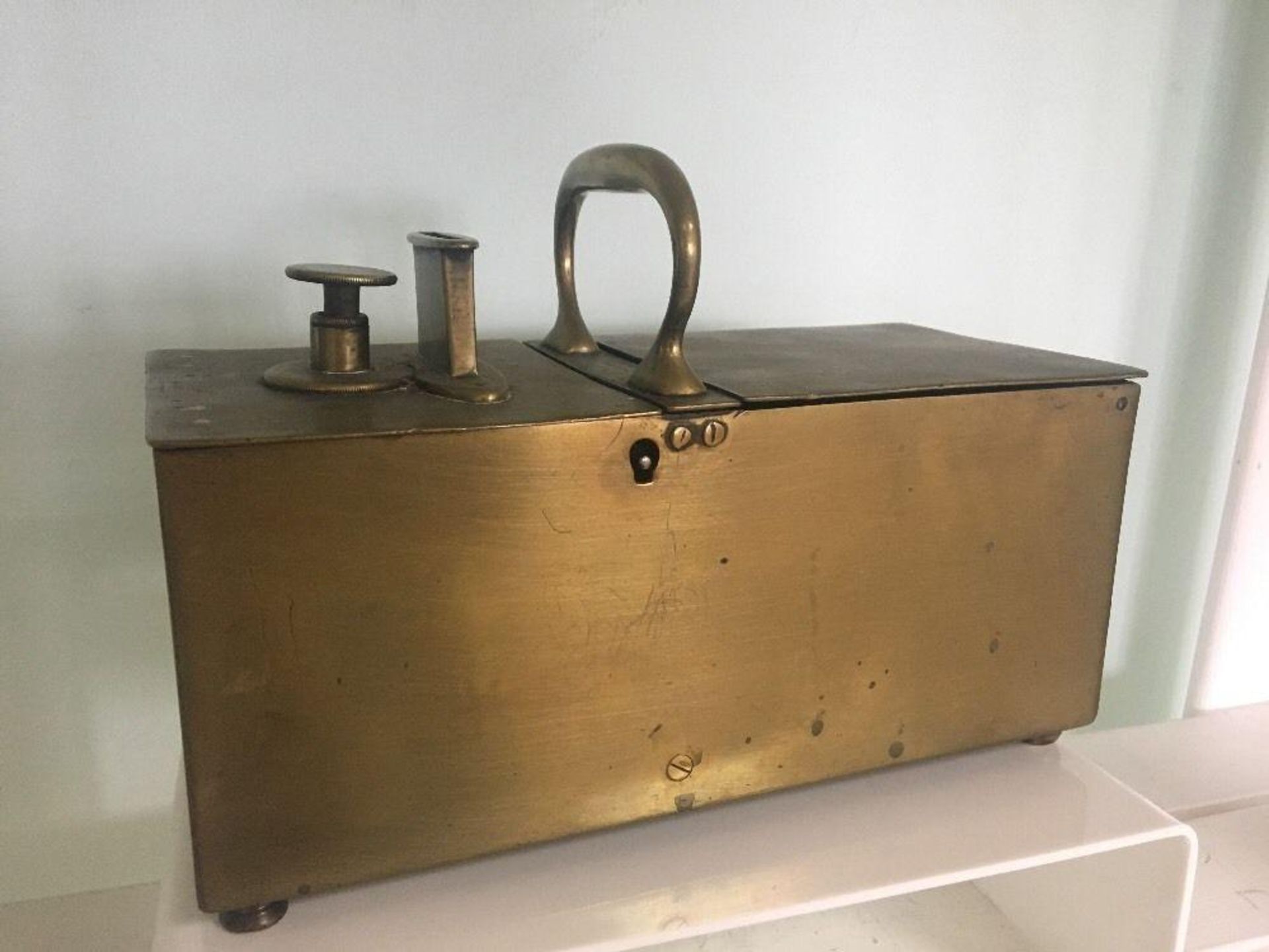 Rare 18th Century Georgian Brass Tavern Honesty Tobacco Box Rich's Patent c1770