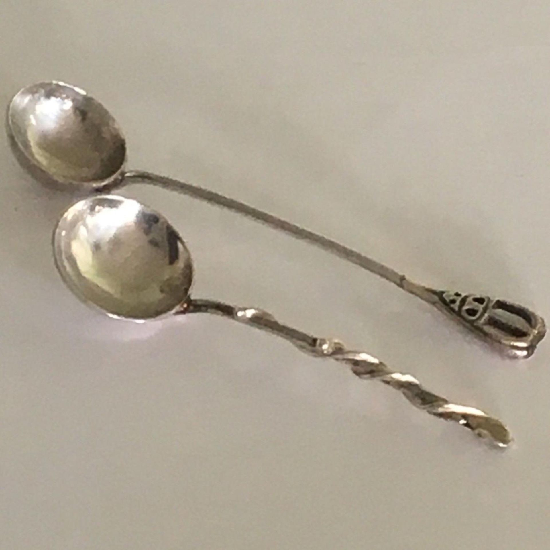 Two Scottish Silver Salt Spoons by Philip D A Campbell Isle of Mull Silver Co - Edinburgh Hallmarks