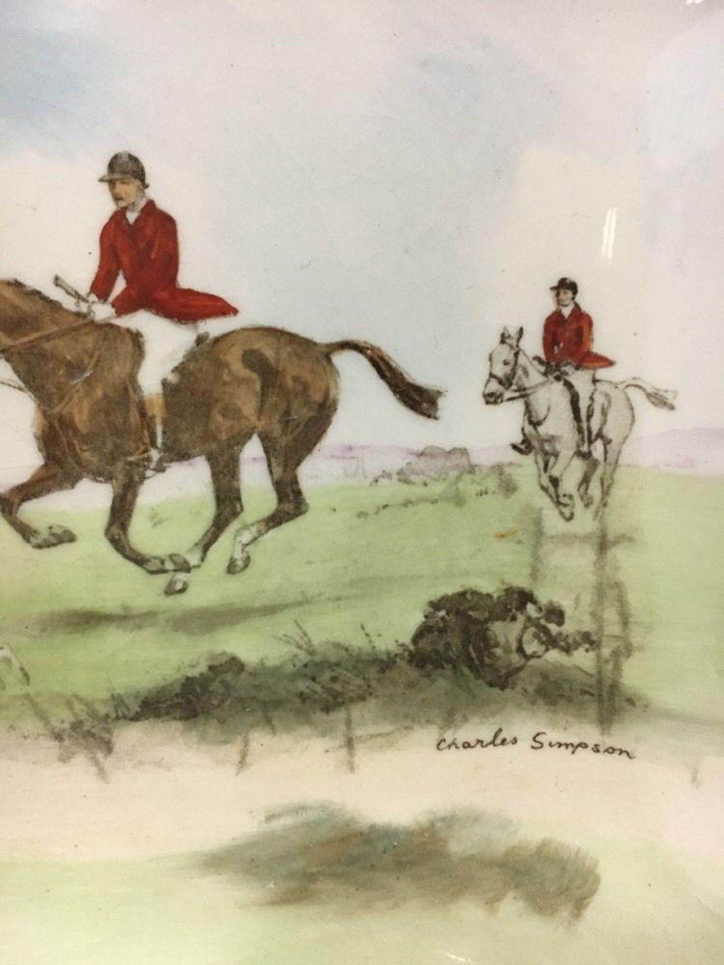 Royal Doulton Dish with hunting scene - ACROSS THE MOOR - Signed Charles Simpson - Image 2 of 4