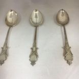 Set of 3 Sterling Silver Military Marksman Teaspoons 1938