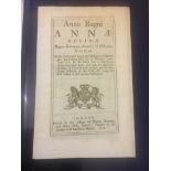 Early 18th Century Black Letter Act of Parliament Queen Anne 1711 London