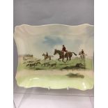 Royal Doulton Dish with hunting scene - ACROSS THE MOOR - Signed Charles Simpson