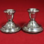 Pair - George V Silver Dwarf Candlesticks - Art Deco