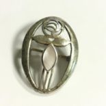 Designer 925 Silver Brooch by Kit Heath - style of Rennie Mackintosh Art Nouveau