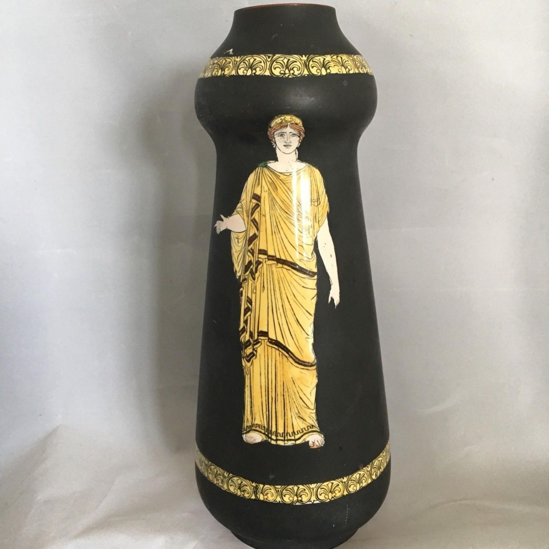 Rare Antique Frank Beardmore & Co Fenton Basaltine Ware Vase Greek Figural Design