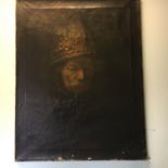 Fine Antique Oils on Canvas Painting - Man in a Golden Helmet - After Rembrandt Van Rijn