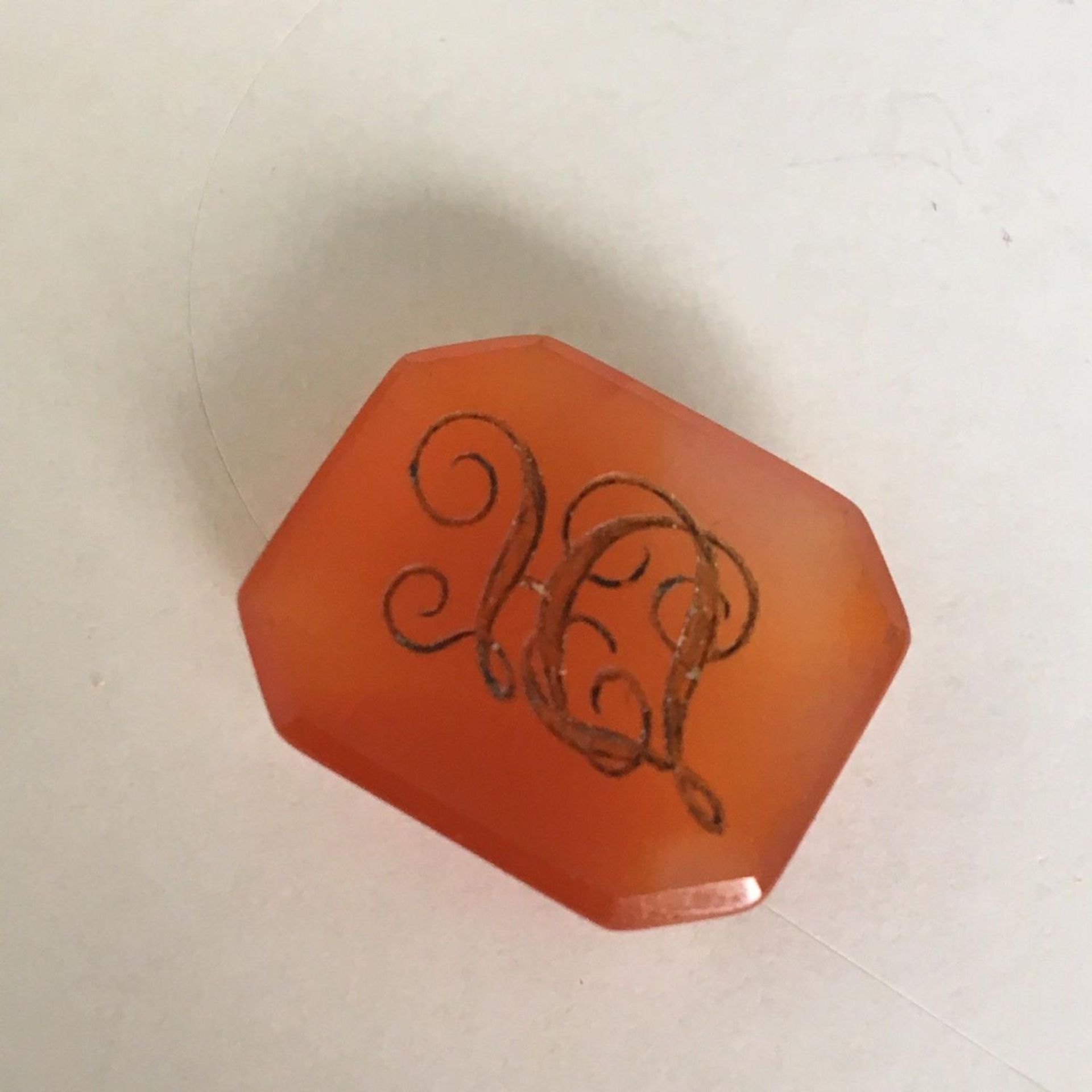 A Georgian or Victorian agate intaglio seal with the letters "LH".