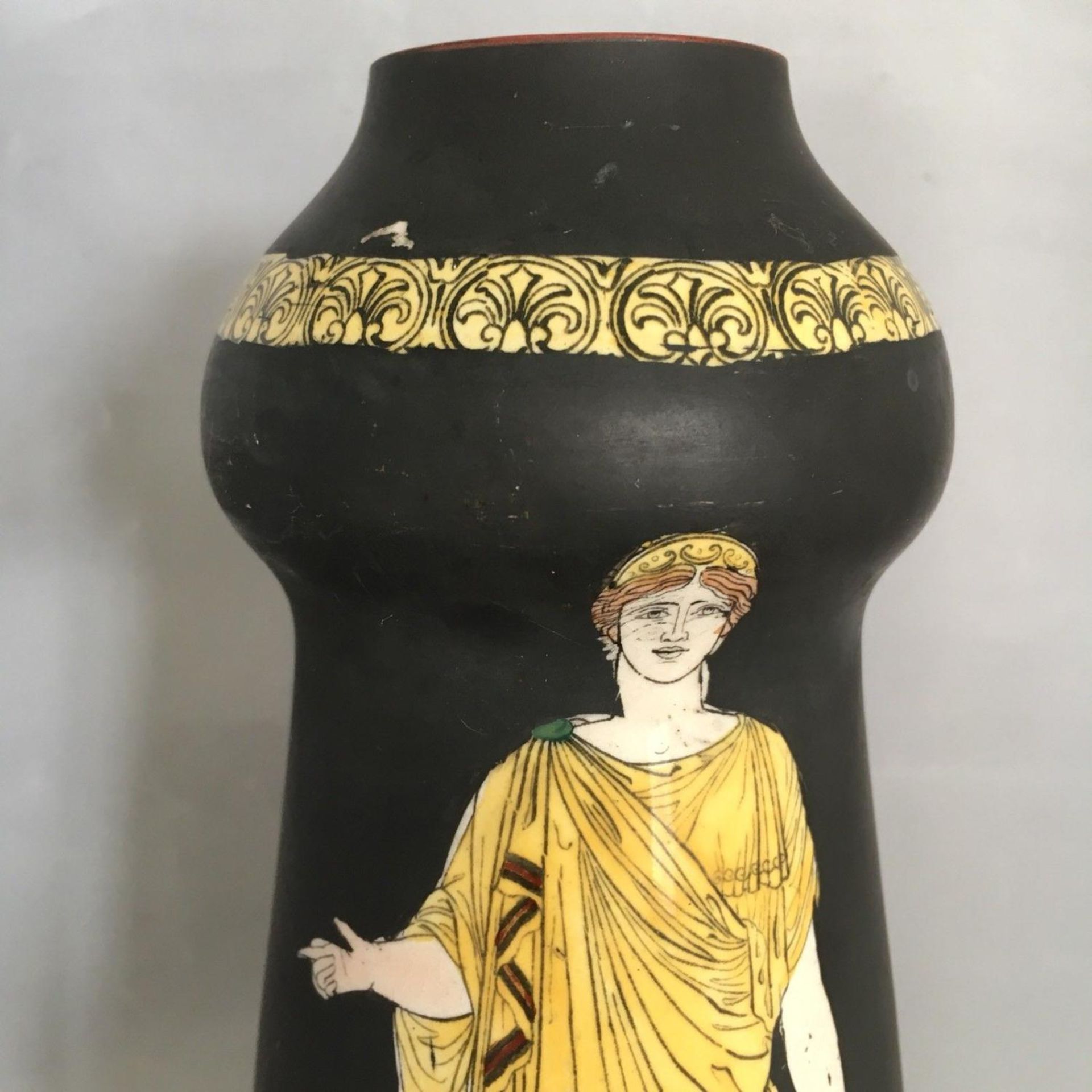 Rare Antique Frank Beardmore & Co Fenton Basaltine Ware Vase Greek Figural Design - Image 3 of 4