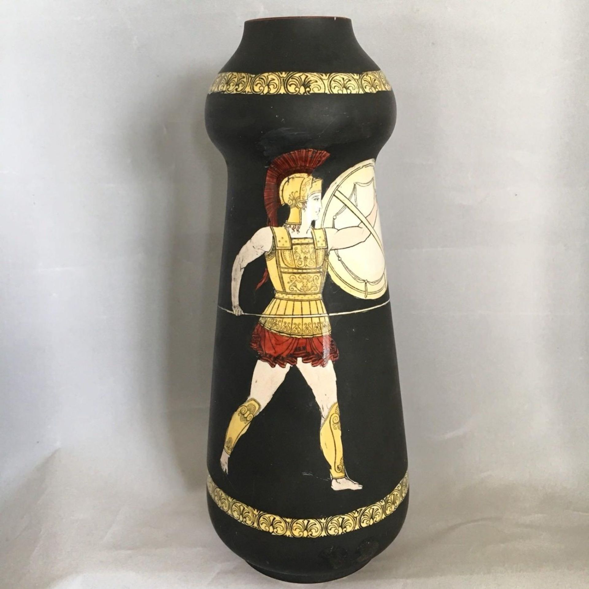 Rare Antique Frank Beardmore & Co Fenton Basaltine Ware Vase Greek Figural Design - Image 2 of 4