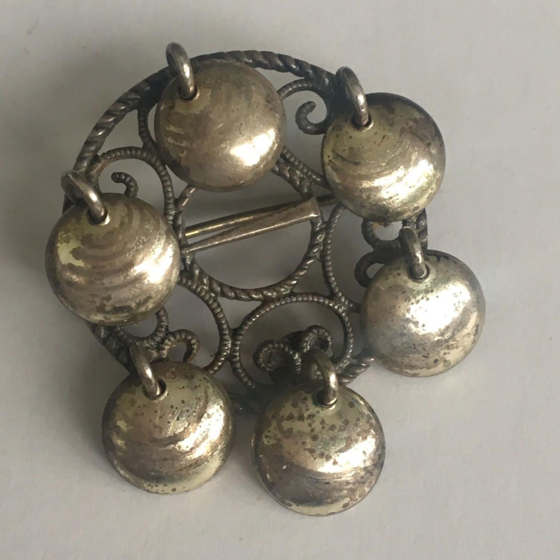 A Norwegian Silver Traditional Solje Brooch Signed and Stamped Sterling