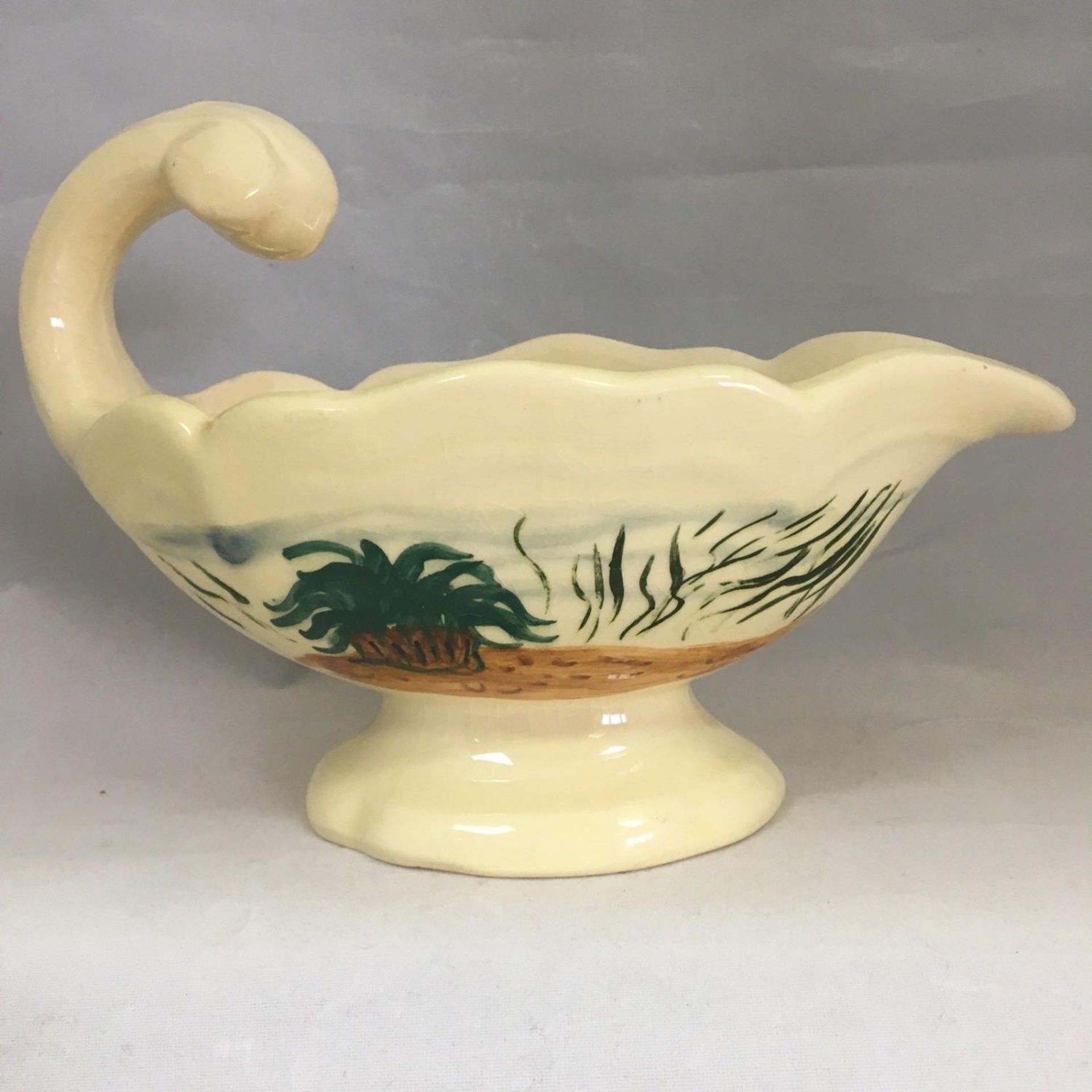 ANTIQUE J CARLES PROVENCE FISH GRAVY SAUCE BOAT HAND PAINTED FRENCH POTTERY - Image 2 of 3