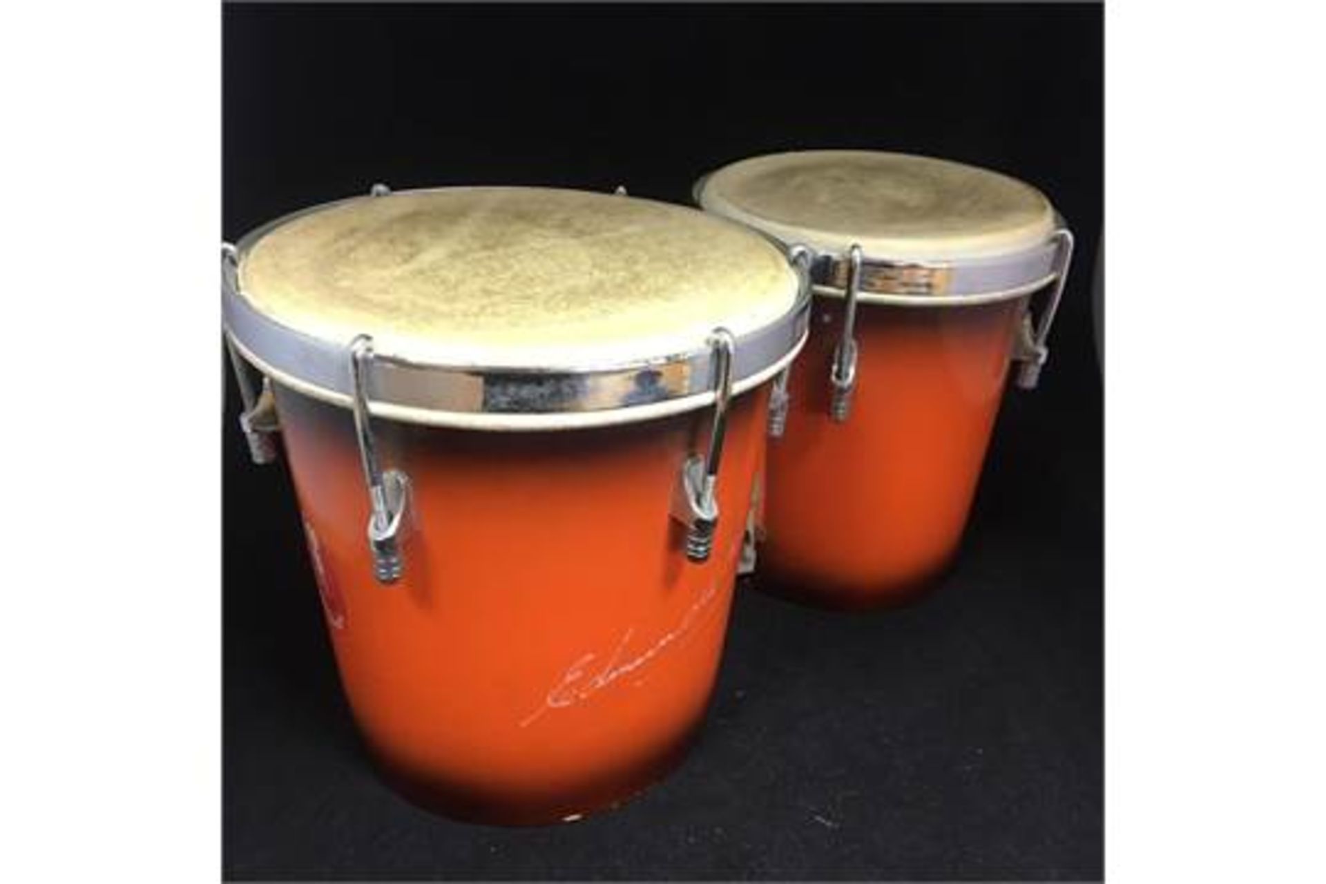 VINTAGE EDMUNDO ROS JOHN GREY - BONGO DRUMS - 1950s/60s ORANGE - PERCUSSION