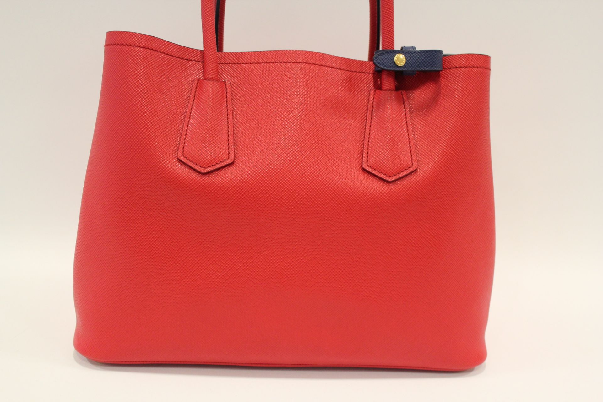 PRADA Bicolore Tote Bag Saffiano _ Red/Navy Blue - Image 4 of 5