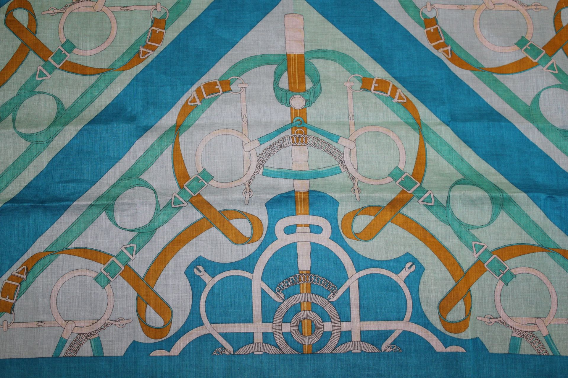 HERMES Sarong Scarf _ Turquoise - Image 3 of 4