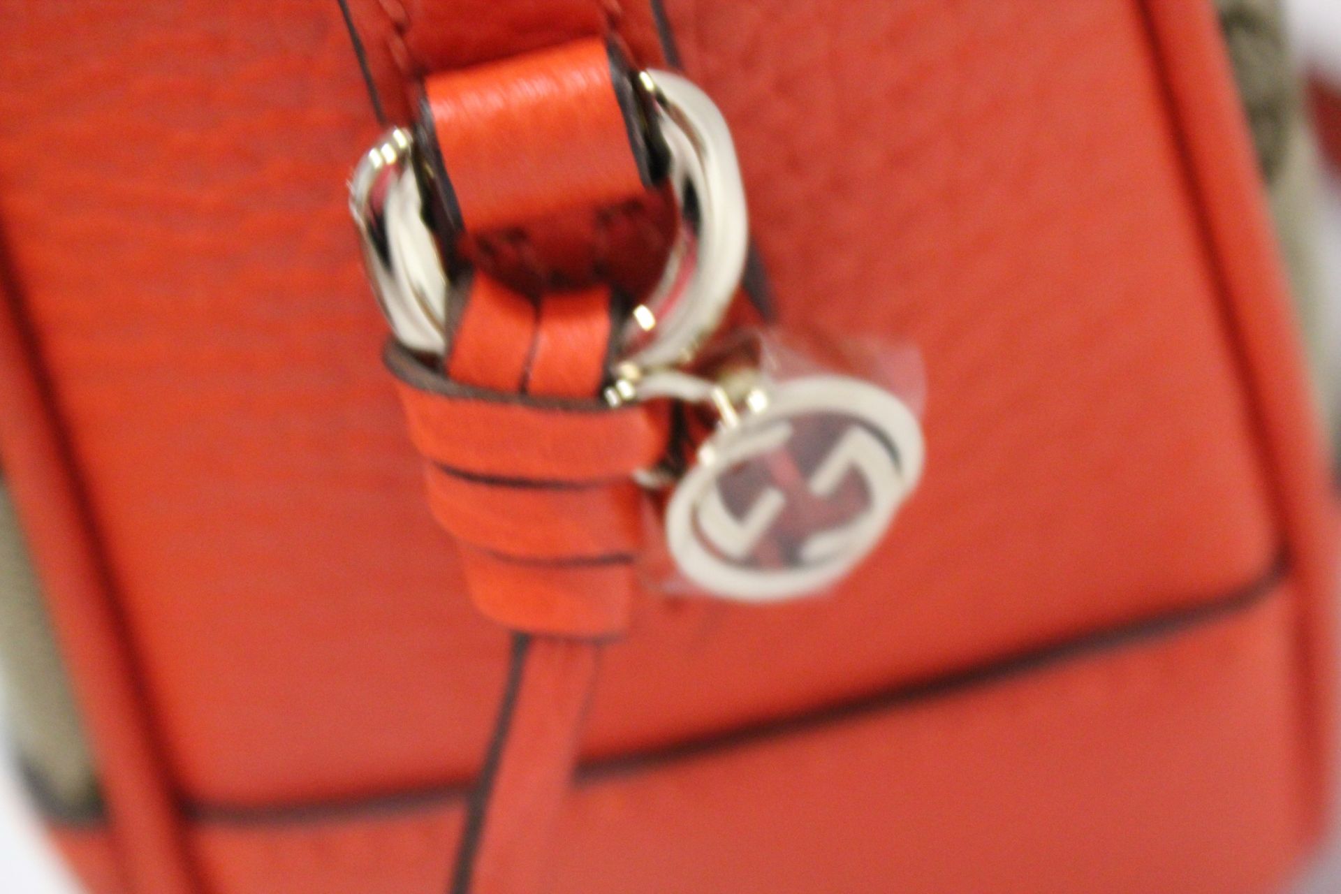 Gucci Canvas Leather GG Guccissima Small Bree Crossbody Bag _ (Beige/Orange) - Image 3 of 5