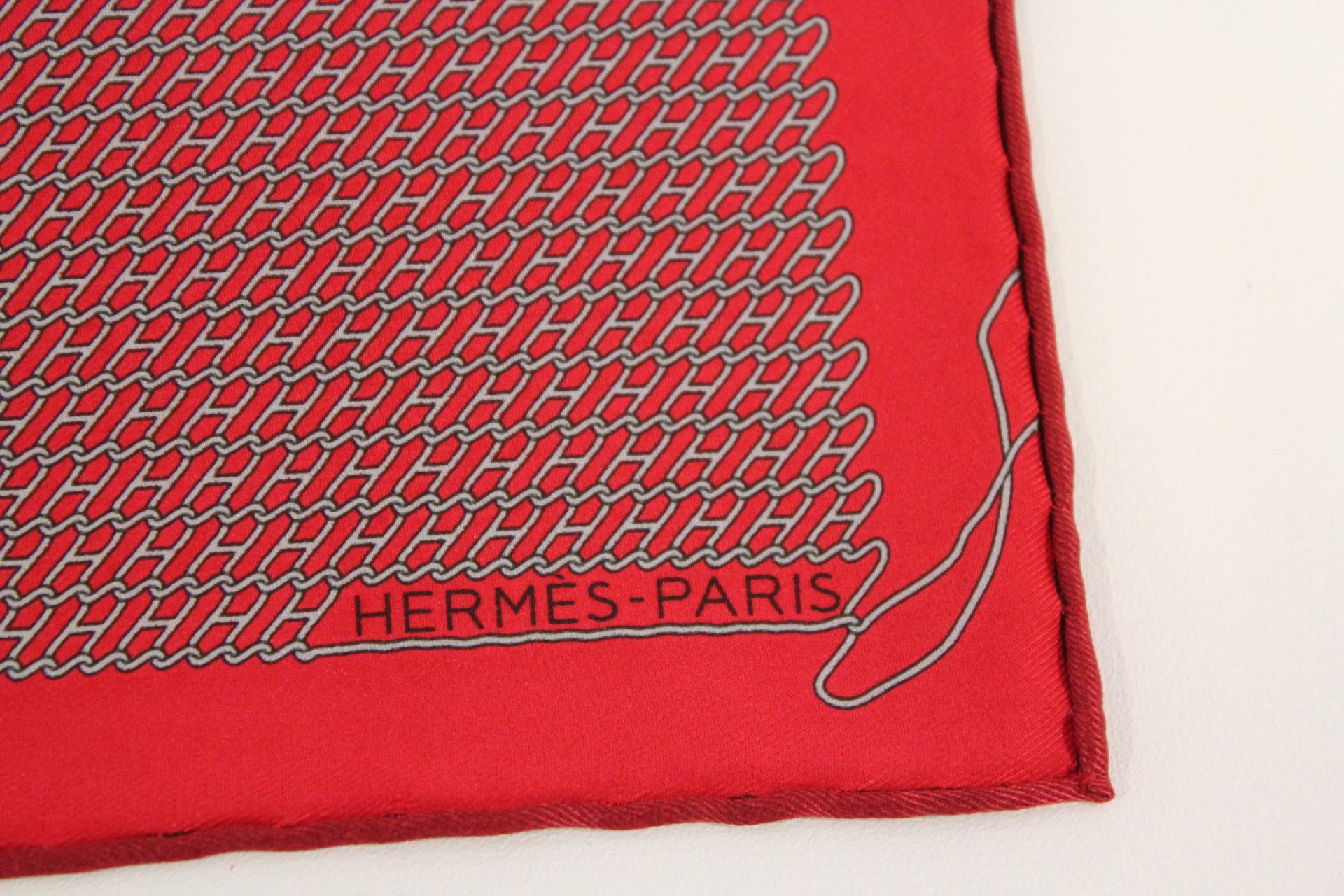 NEW HERMES Silk Pocket Square Scarf _ Red - Image 2 of 4