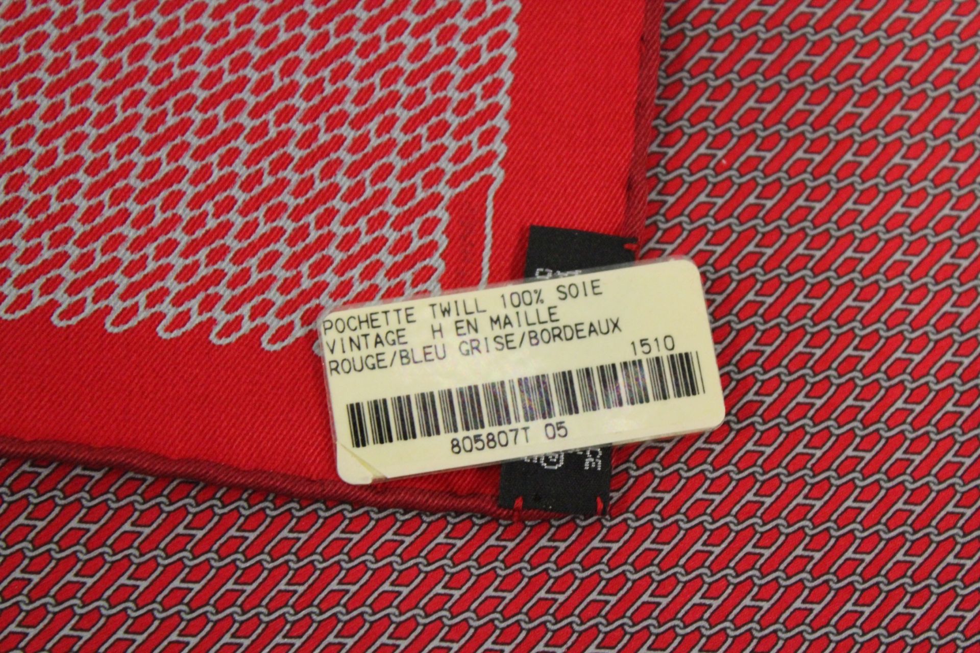 NEW HERMES Silk Pocket Square Scarf _ Red - Image 4 of 4