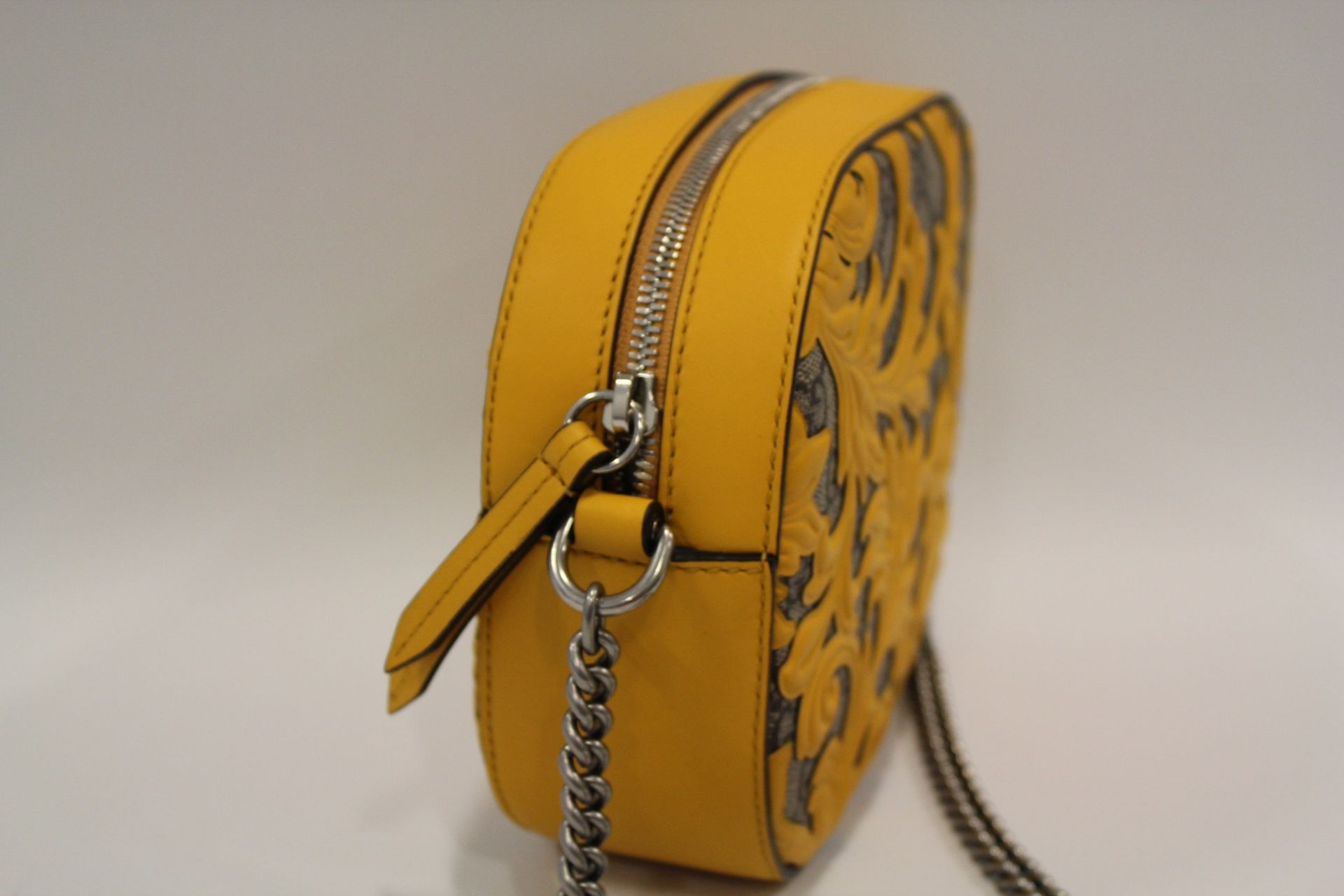 GUCCI Monogram GG Supreme Arabesque Mini Chain Bag Yellow - Image 3 of 4