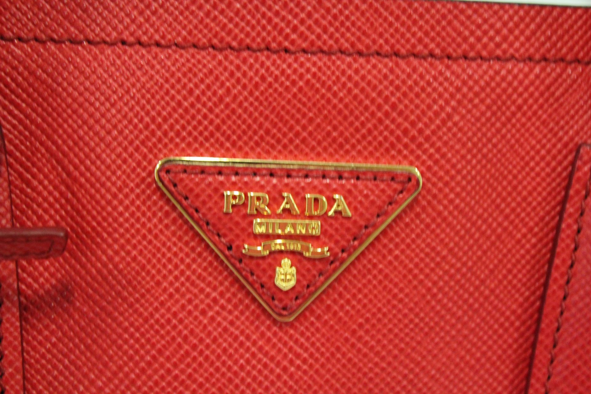 PRADA Bicolore Tote Bag Saffiano _ Red/Navy Blue - Image 3 of 5