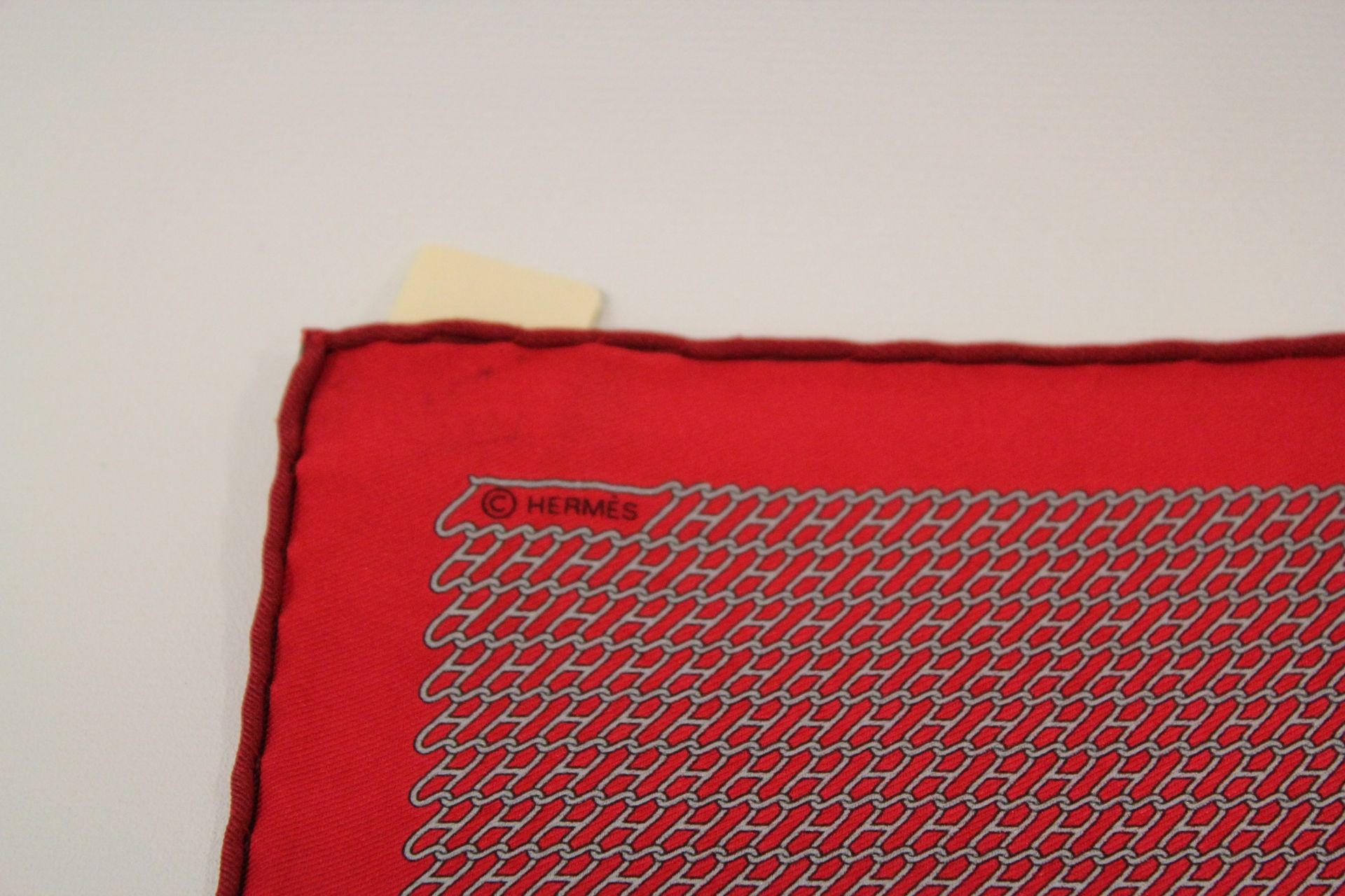 NEW HERMES Silk Pocket Square Scarf _ Red - Image 3 of 4