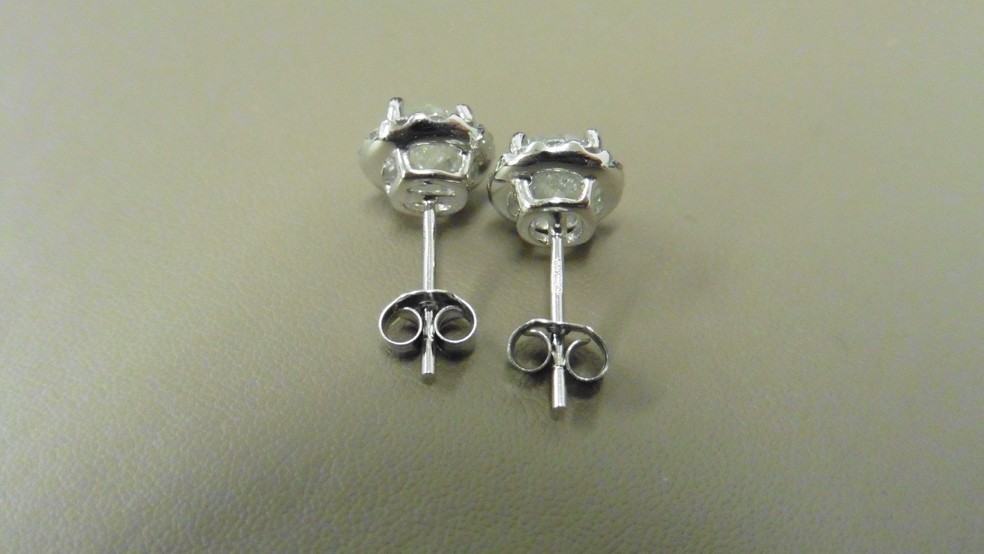 2.00ct Diamond set solitaire style earrings. Each set with 1ct brilliant cut diamond ( enhanced - Image 2 of 3