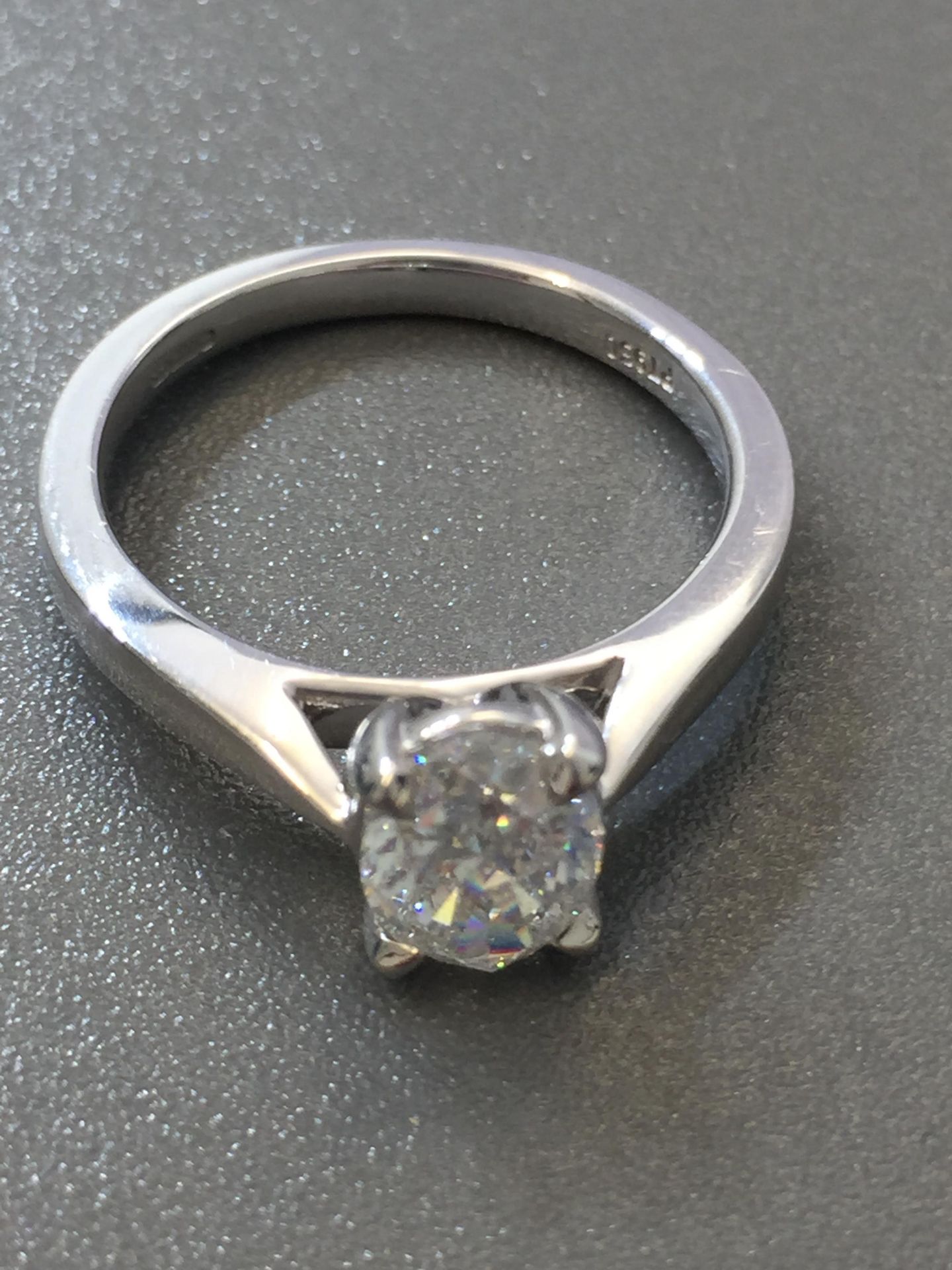 1.20ct diamond solitaire ring set with an oval cut diamond. F colour, si2 clarity.4 claw setting - Image 2 of 5