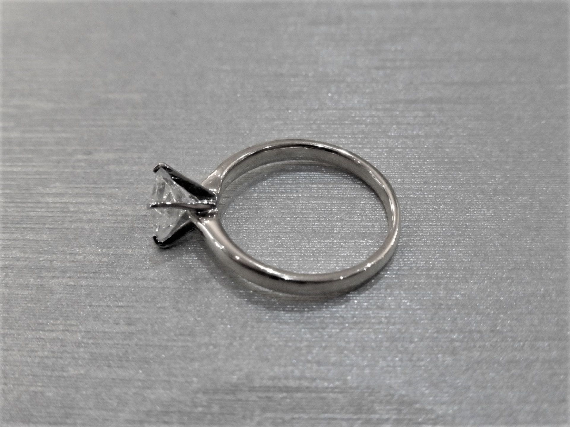 1.09ct diamond solitaire ring set with a princess cut diamond. Enhanced diamond, G/H colour and I2 - Image 3 of 3