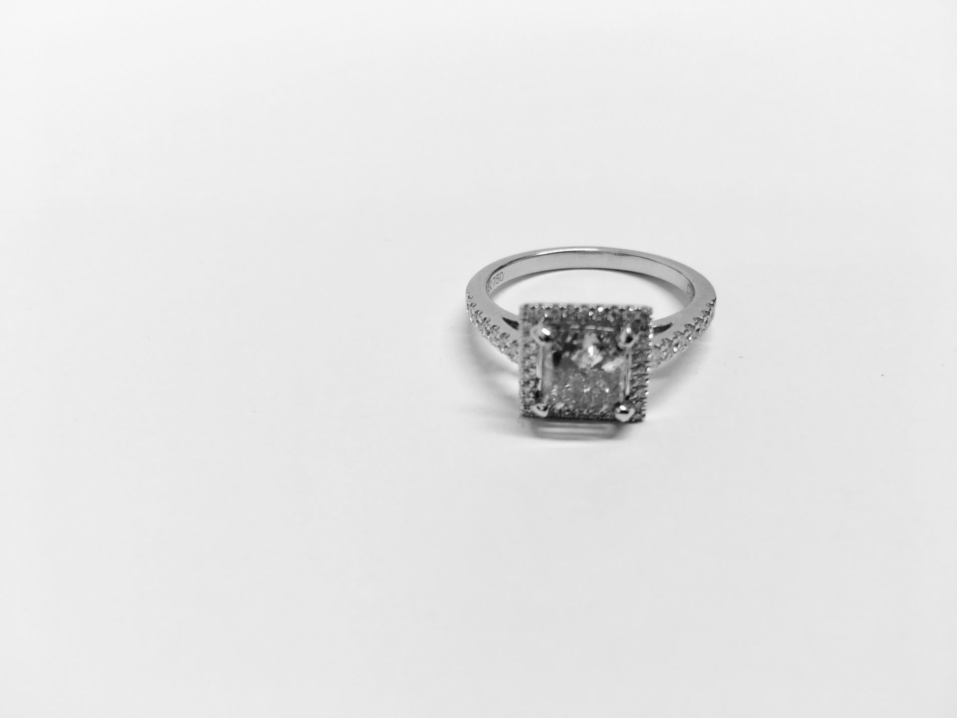 1.75ct diamond set solitaire ring set in 18ct. Princess cut diamond in the centre, I colourand I2 - Image 5 of 5