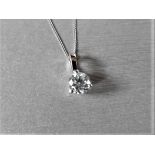 1.01ct diamond solitaire style pendant with a brilliant cut diamond, H colour and si3 clarity. Set