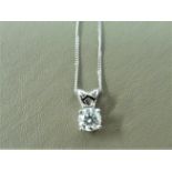 0.33ct diamond set pendant. Brilliant cut diamond, I colour and si3 clarity.4 claw setting with