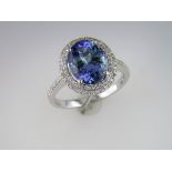 Tanzanite and Diamond Cluster Ring