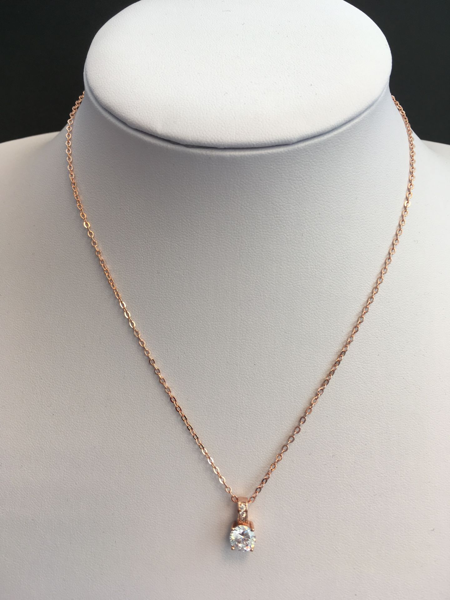 Rose Gold Plated, Three Piece, Necklace, Earring And Ring Set With Cubic Zirconia Stones - Bild 3 aus 4