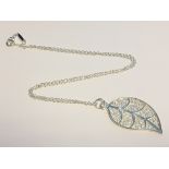 Sterling Silver Chain Stamped 925 with Leaf Pendant