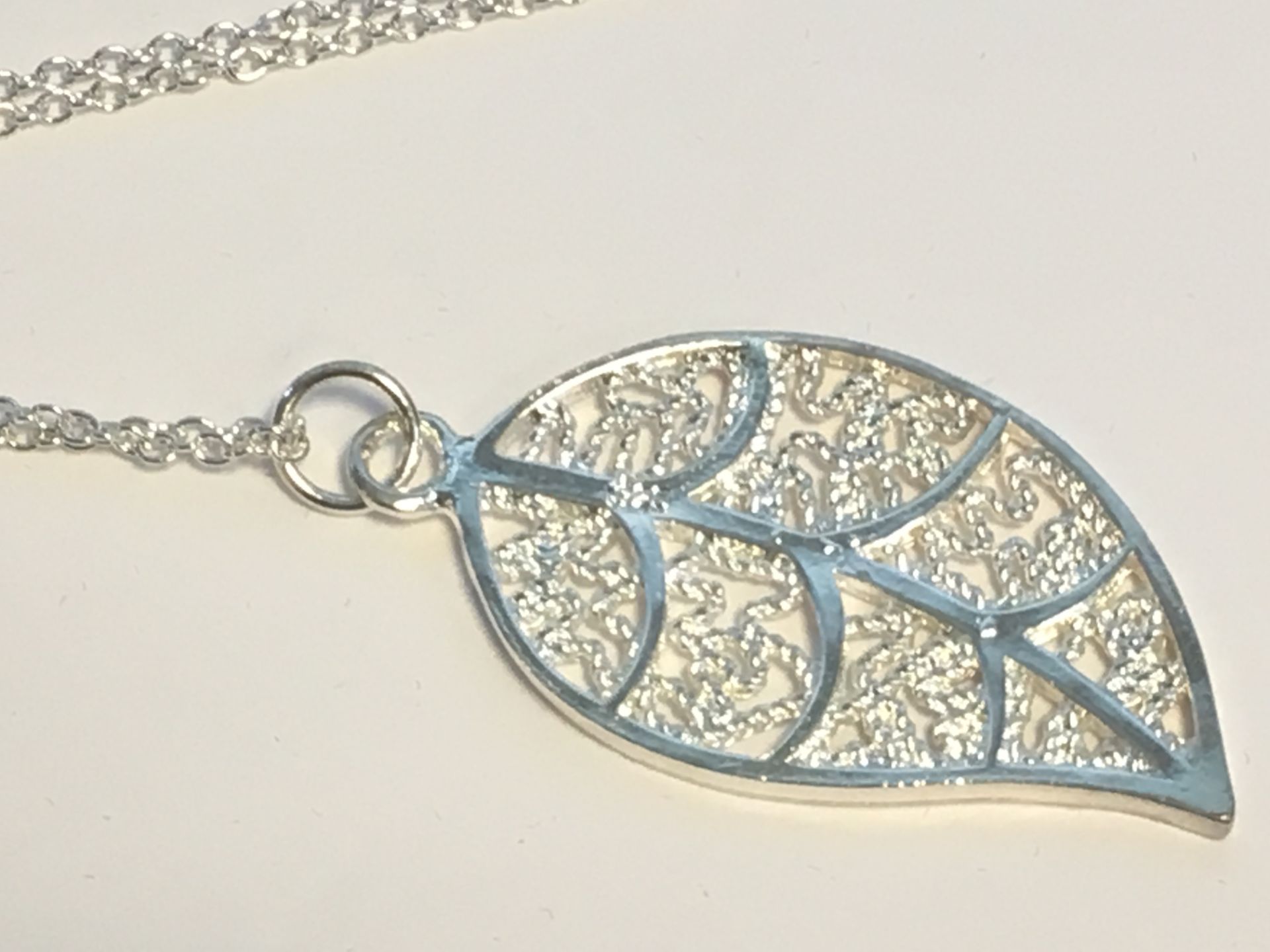 Sterling Silver Chain Stamped 925 with Leaf Pendant - Image 2 of 2