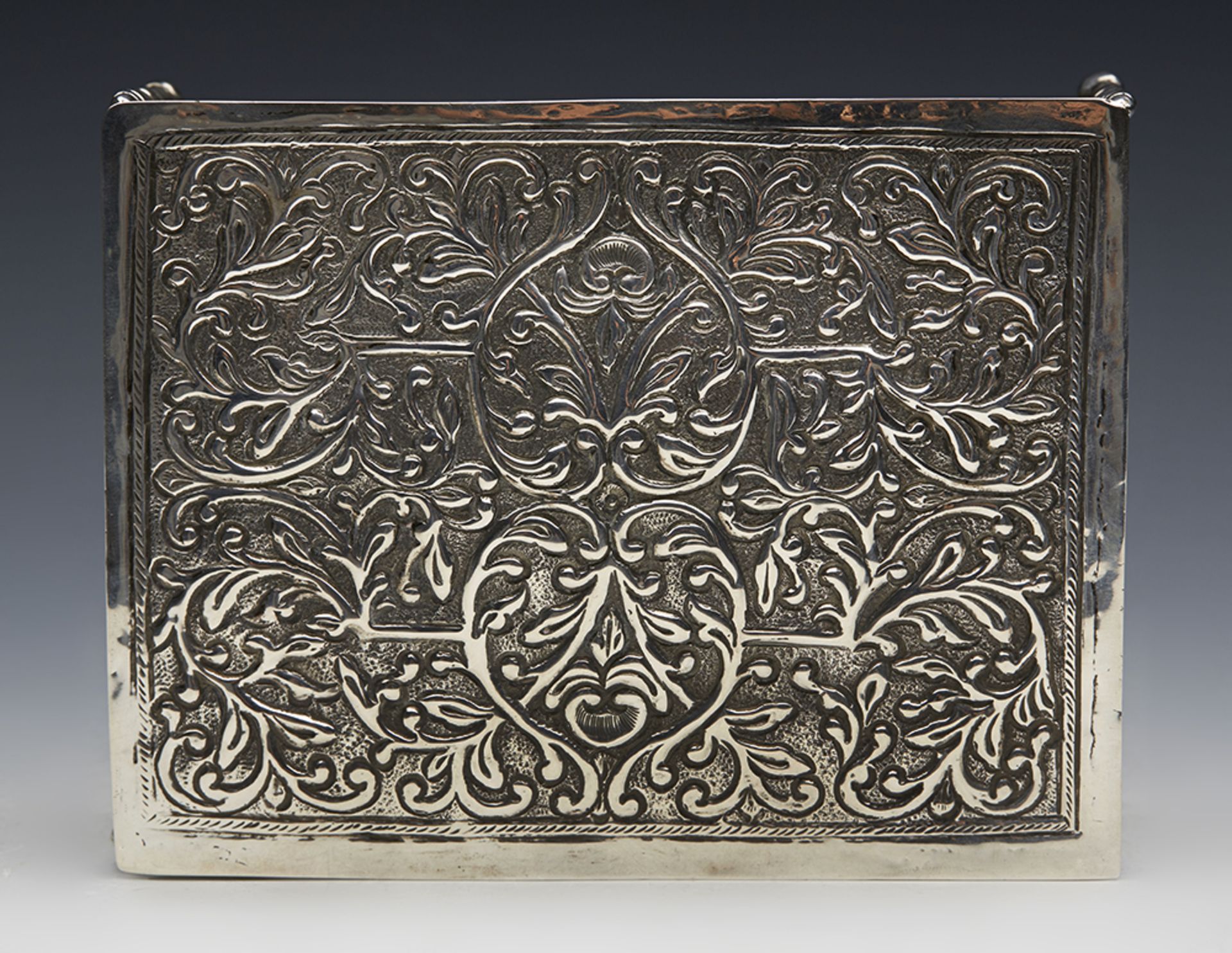 Stylish Persian Silver Wood Lined Floral Cigarette Box C.1895 - Image 6 of 10