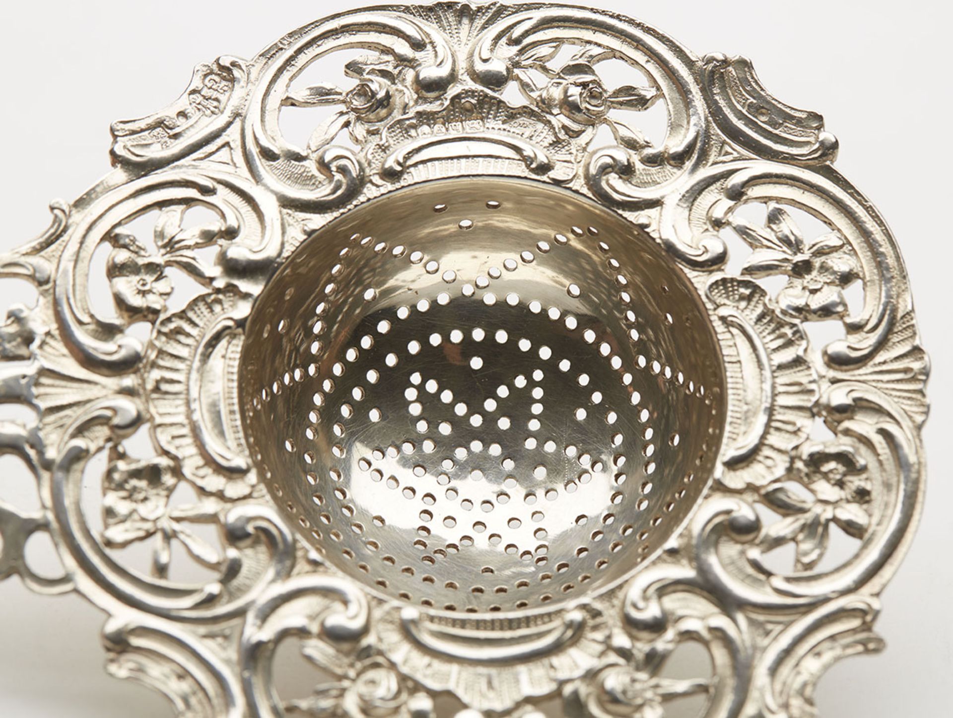 Antique Continental Ornate Silver Strainer 19Th C. - Image 2 of 8