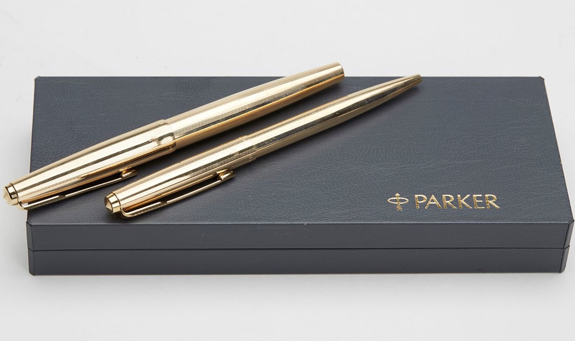 Vintage Parker 65 12K Rolled Gold Fountain Pen & Ball Pen C.1990