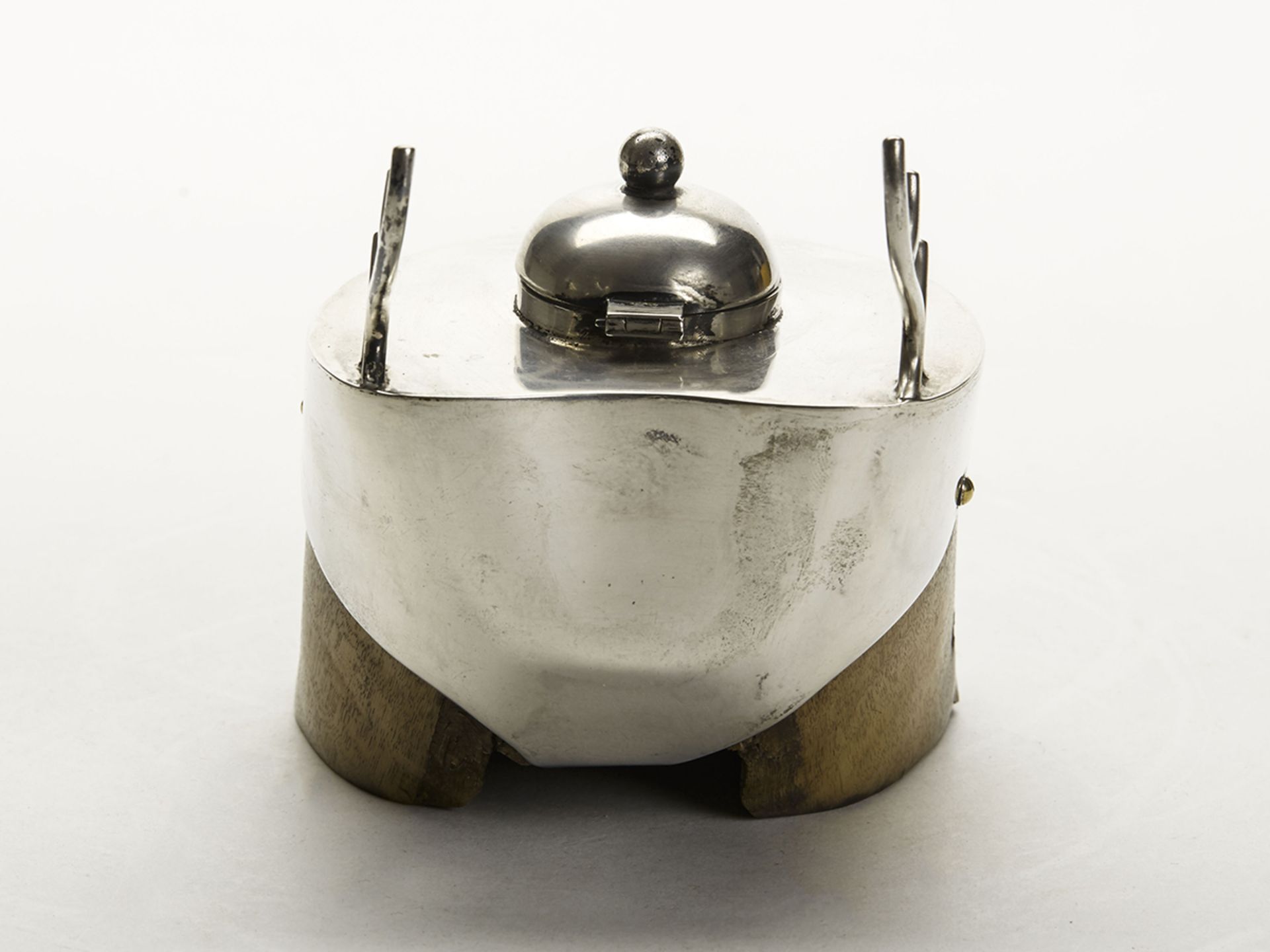 Antique Silver Mounted Horse Hoof Inkwell & Pen Stand 1913 - Image 3 of 11