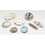 Seven Antique/Vintage Silver/Gold Brooches 19/20Th C.