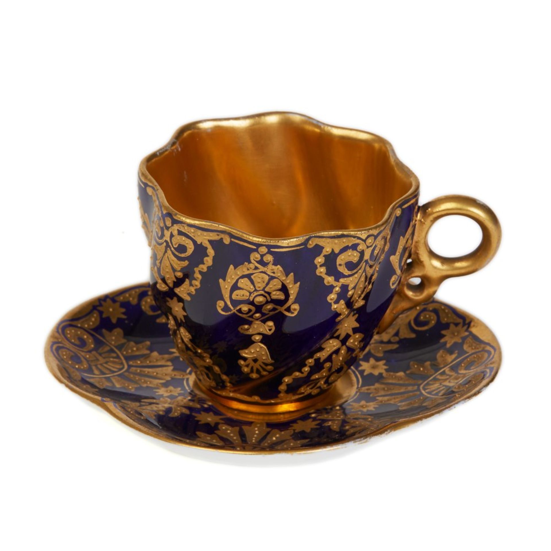 Antique Coalport Porcelain Demitasse Coffee Cup & Saucer - Image 2 of 9