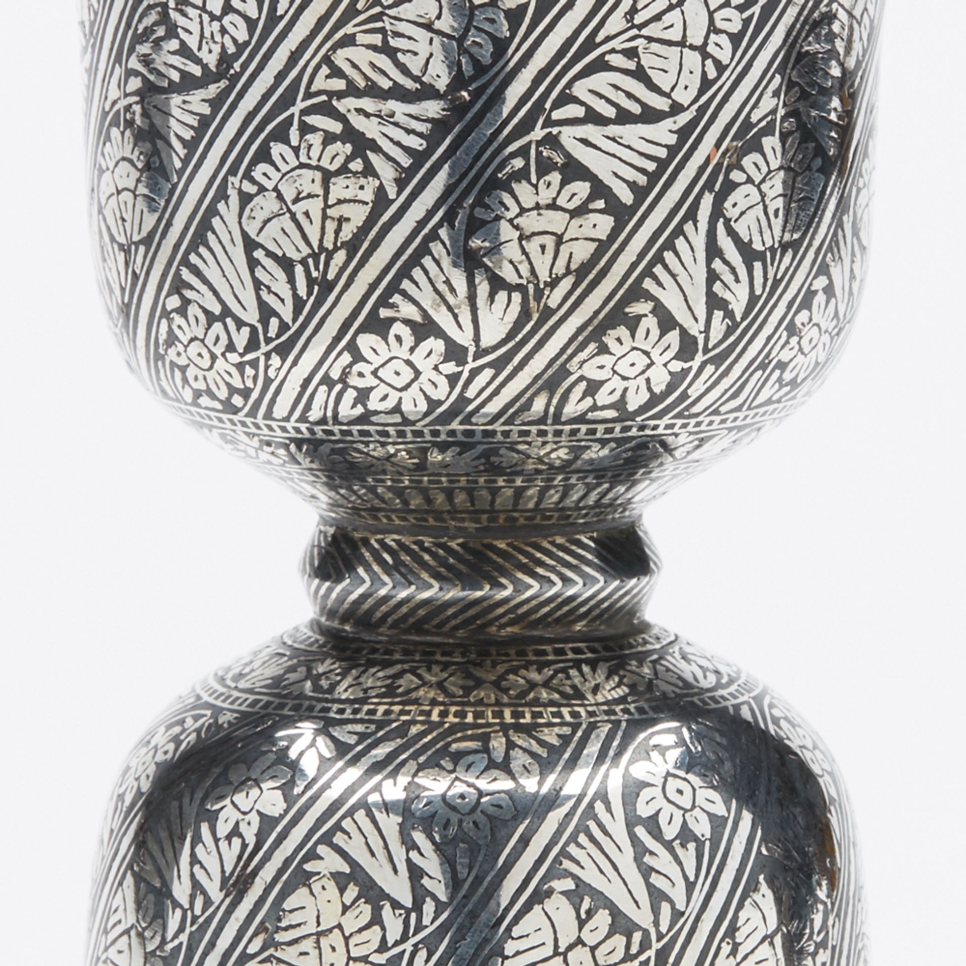 Antique Indian Silver Inlaid Bidriware Spittoon 19Th C. - Image 2 of 9