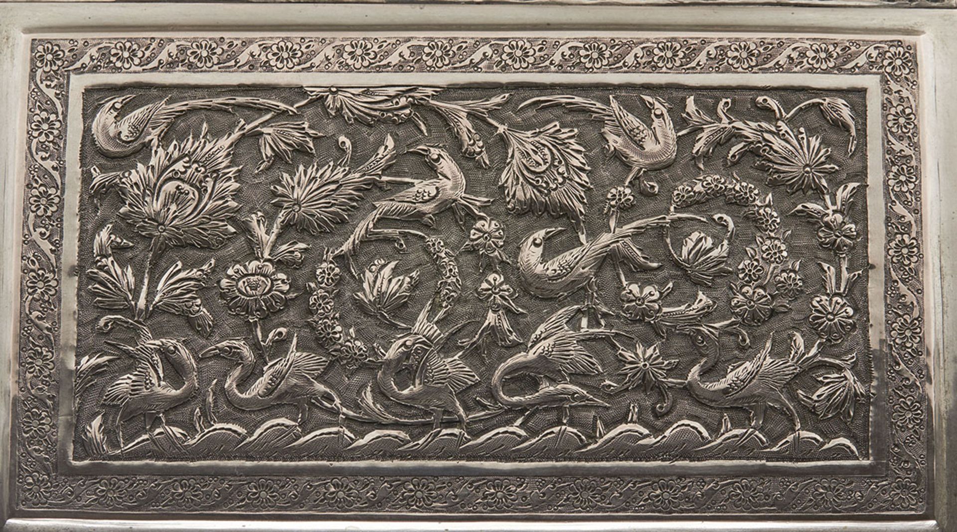 Antique Quality Middle Eastern Silver Box With Birds C.1910 - Image 3 of 8