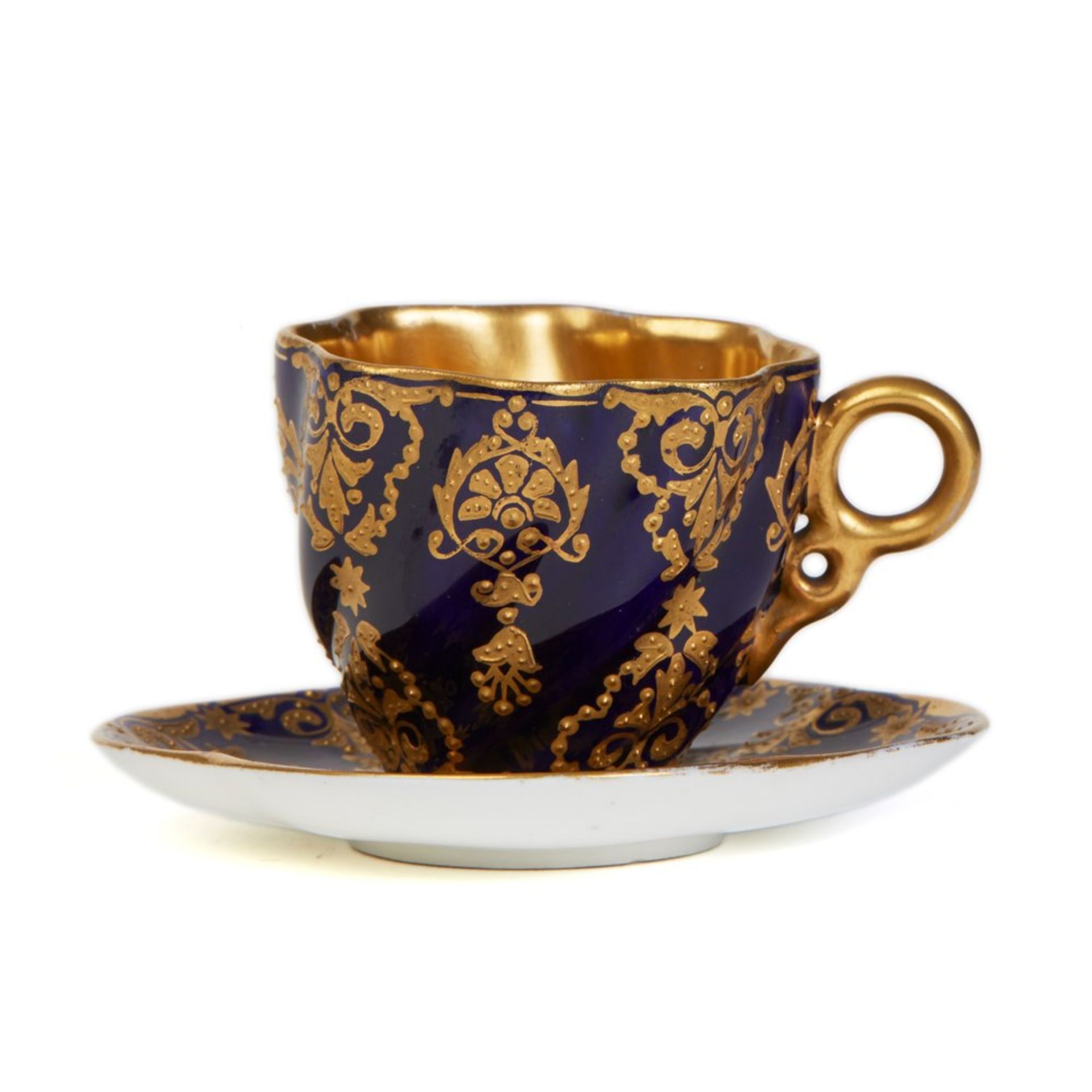 Antique Coalport Porcelain Demitasse Coffee Cup & Saucer - Image 3 of 9