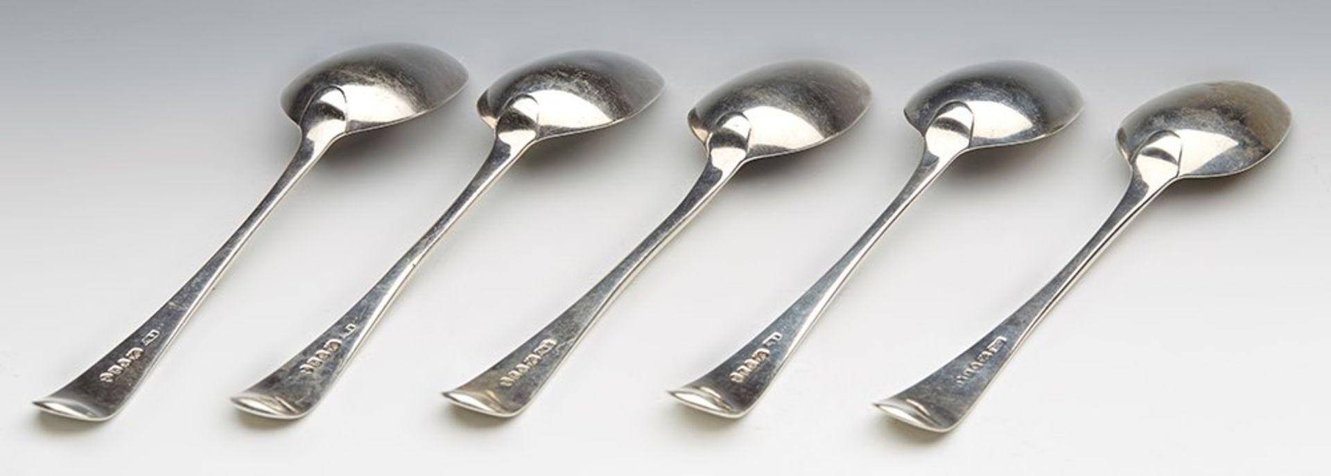 Fine Georgian Set Five Large Silver Table Spoons Thomas Wallis 1791 - Image 7 of 7