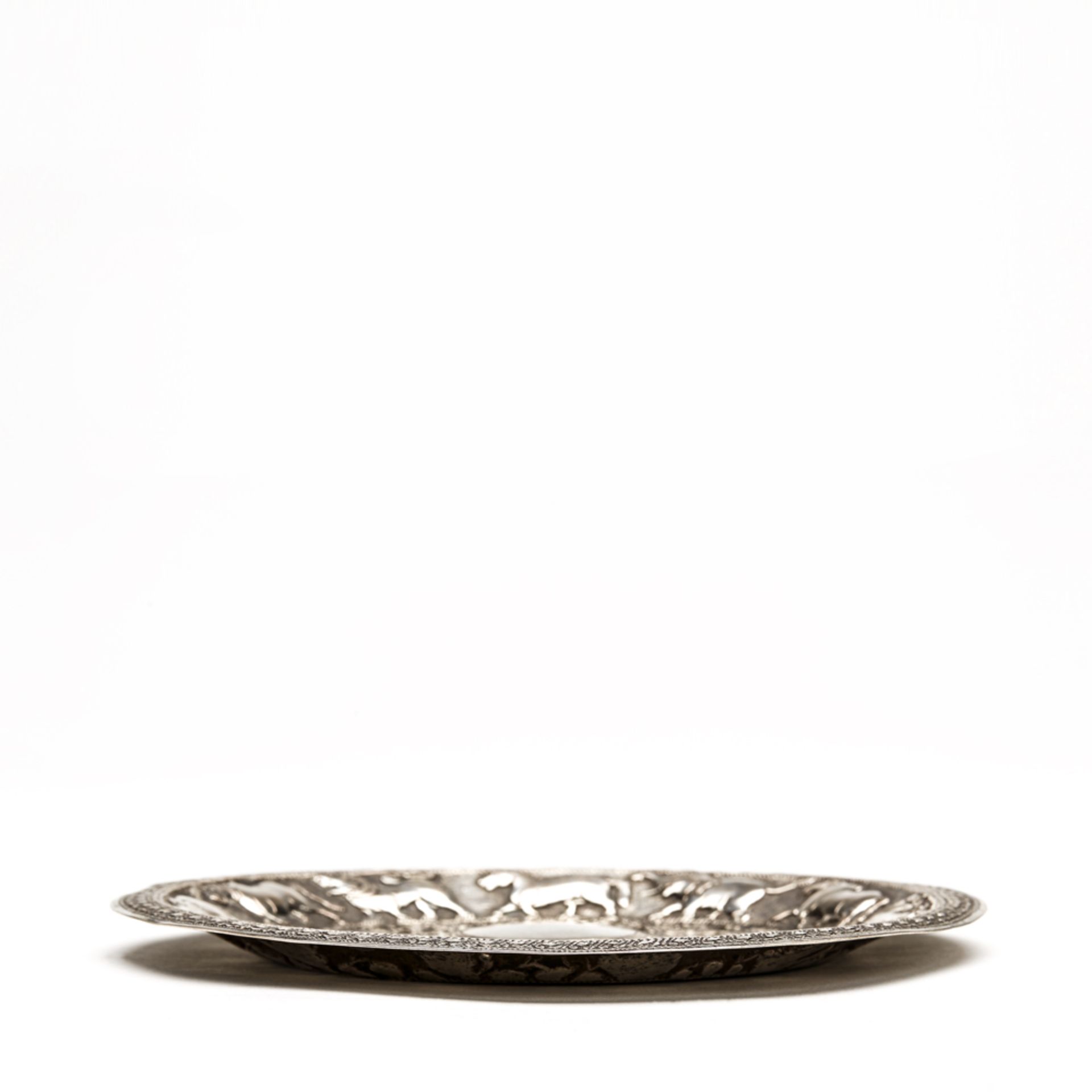 Fine Antique Indian Silver Metal Dish With Animals 19Th C. - Image 3 of 4