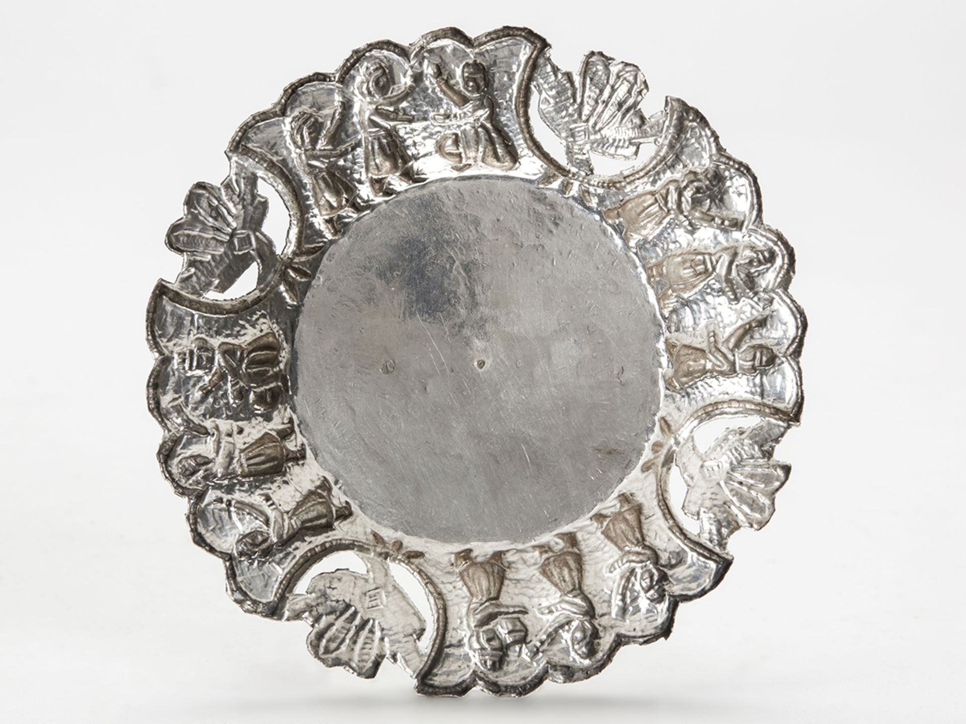 Antique Indian/Asian Silver Figural Dish Or Stand 19C. - Image 5 of 6