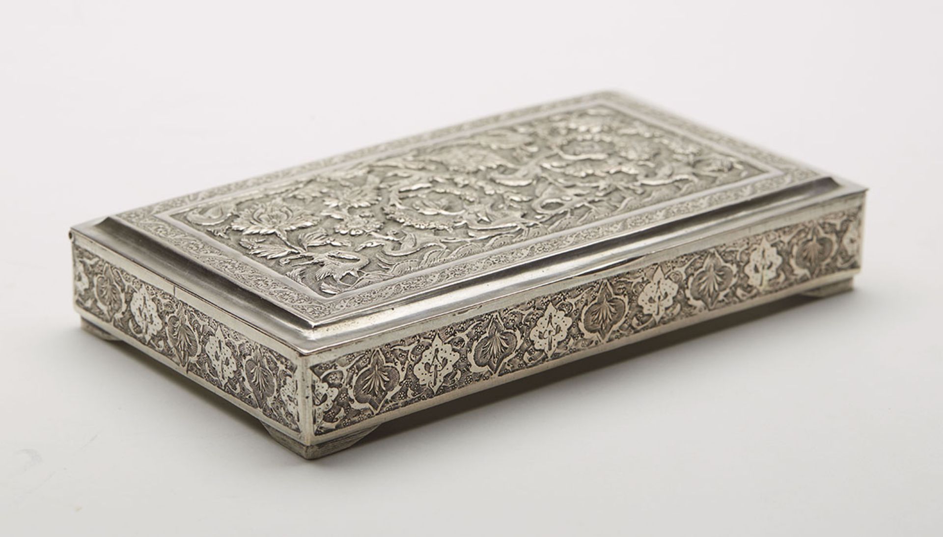 Antique Quality Middle Eastern Silver Box With Birds C.1910 - Image 2 of 8